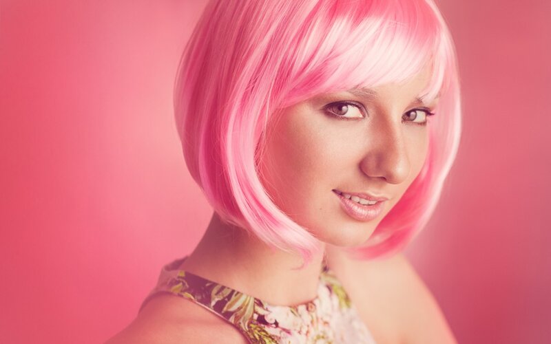 Woman with Pink Hair — Vibrant, Photograph