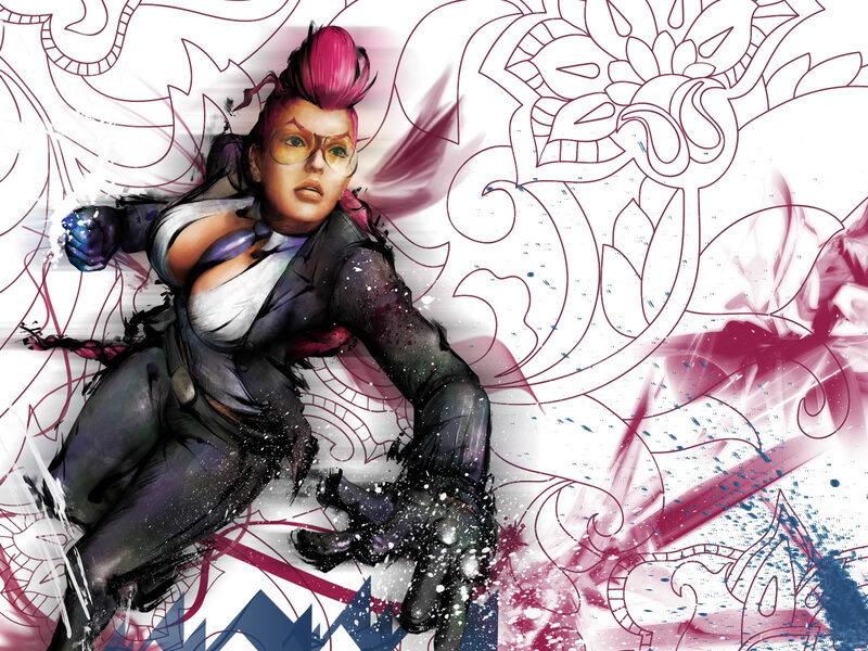 Woman with Pink Hair — White, Dynamic