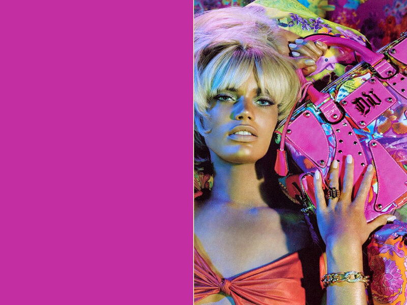 woman with pink handbag