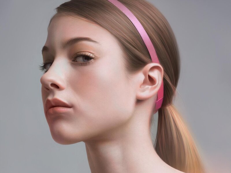 woman with pink headband