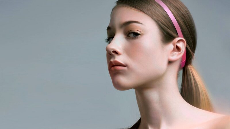 woman with pink headband