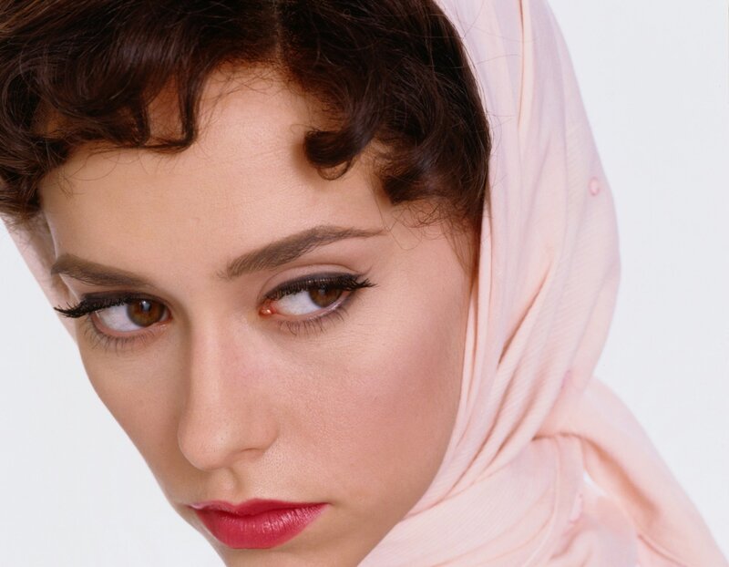 woman with pink headscarf