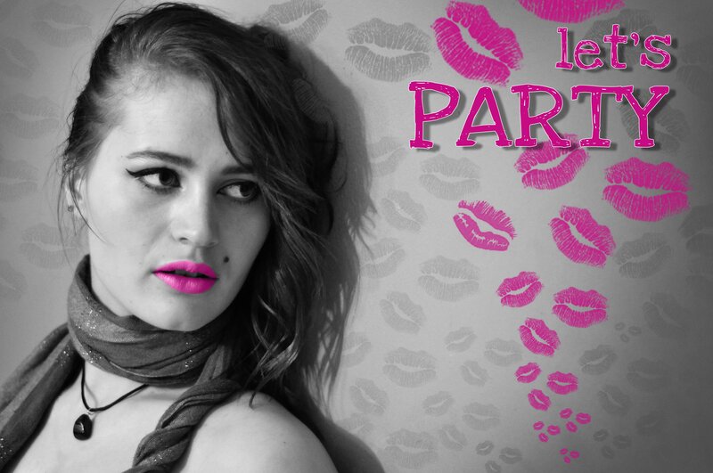 woman with pink lips at party