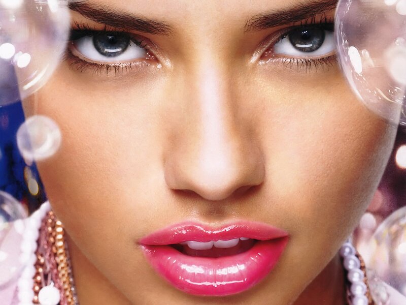 Woman with Pink Lips — Dramatic, Photograph, Bubbles