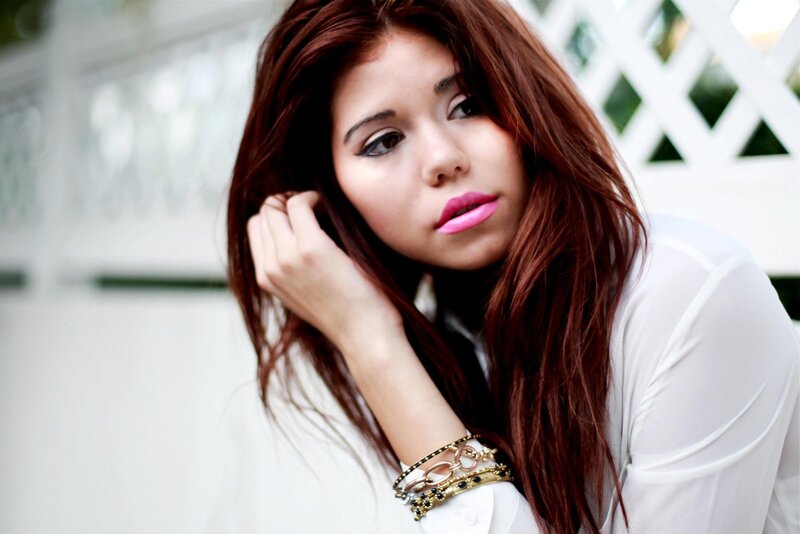 woman with pink lipstick