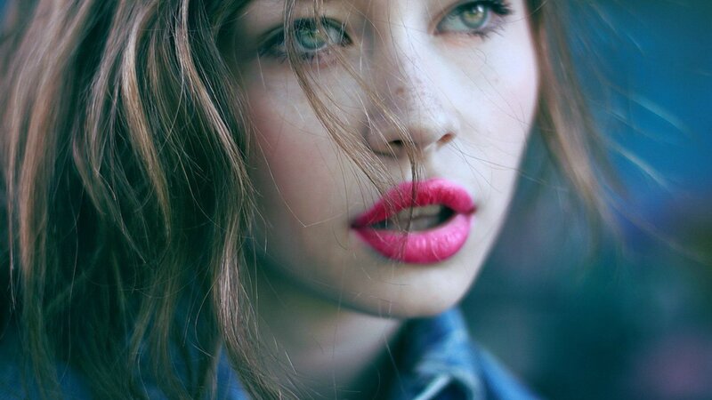 woman with pink lipstick