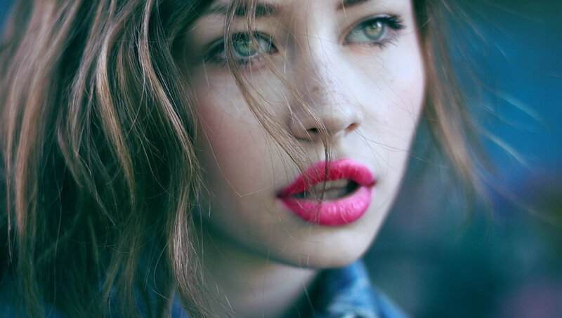 woman with pink lipstick