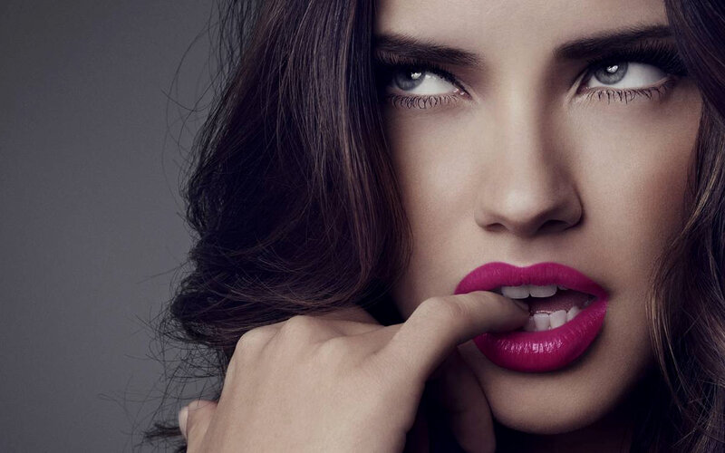 Woman with Pink Lipstick — Dramatic, Photograph