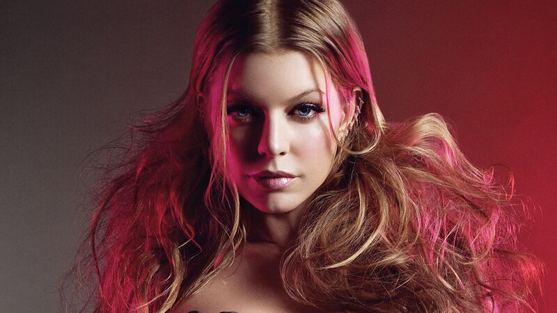 woman with pink-lit hair