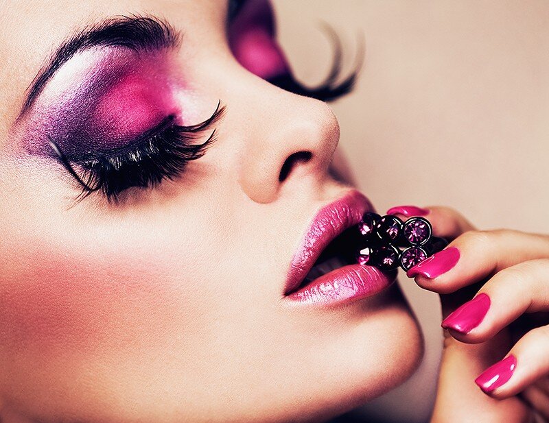 woman with pink makeup