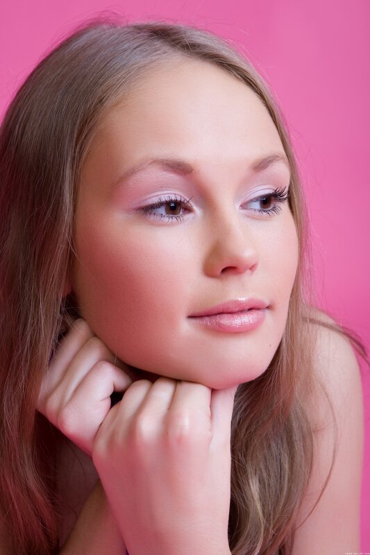 woman with pink makeup