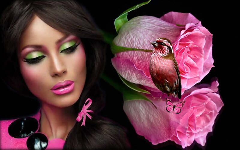Woman with Pink Makeup — Dramatic, Digital Art