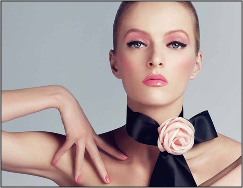 Woman with Pink Makeup — Dramatic, Photograph, Black Bow