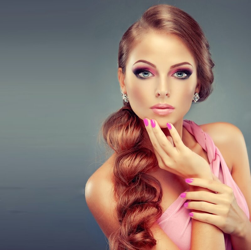 Woman with Pink Makeup — Dramatic, Photograph, Earrings