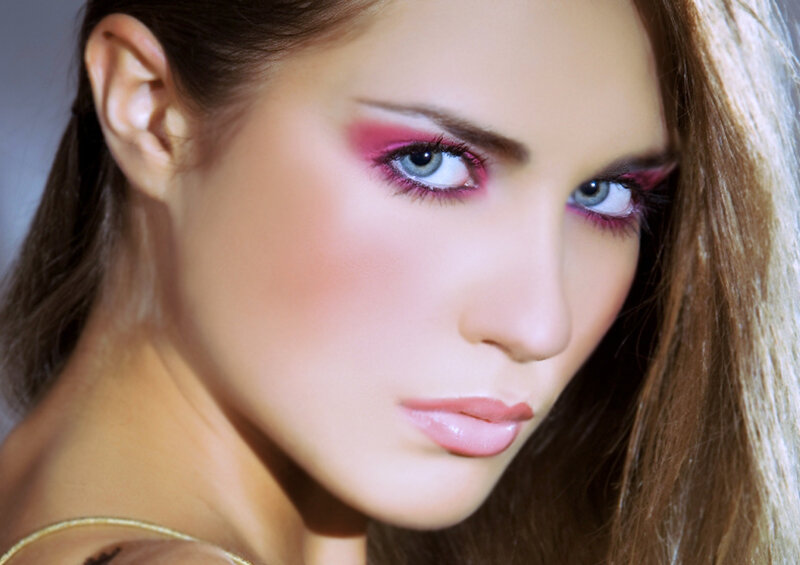 Woman with Pink Makeup — Dramatic, Photograph, Eyes