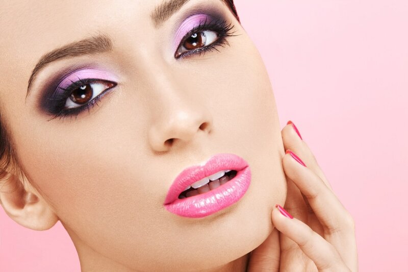 Woman with Pink Makeup — Dramatic, Photograph, Nails