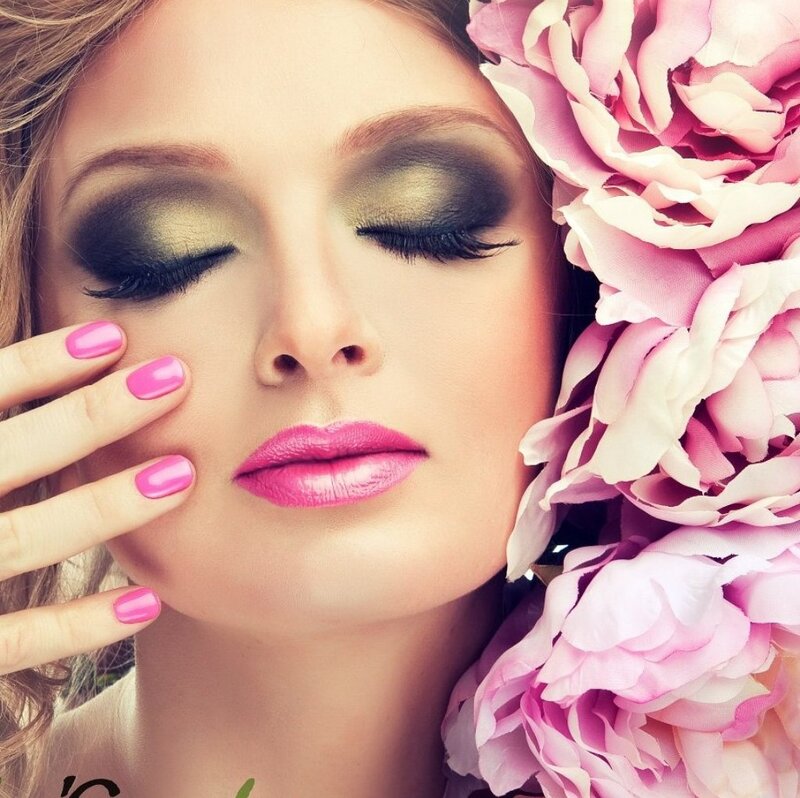 Woman with Pink Makeup — Serene, Photograph, Flowers