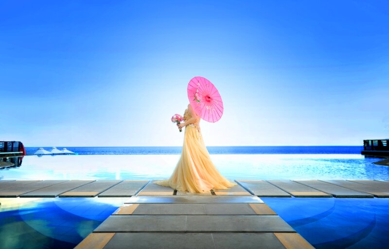 Woman with Pink Parasol — Blue