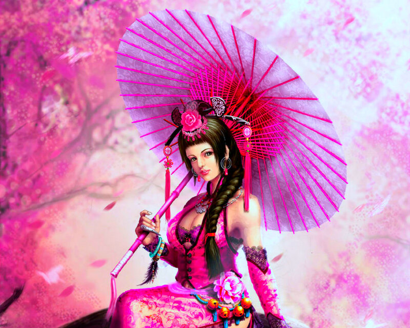 Woman with Pink Parasol — Dramatic