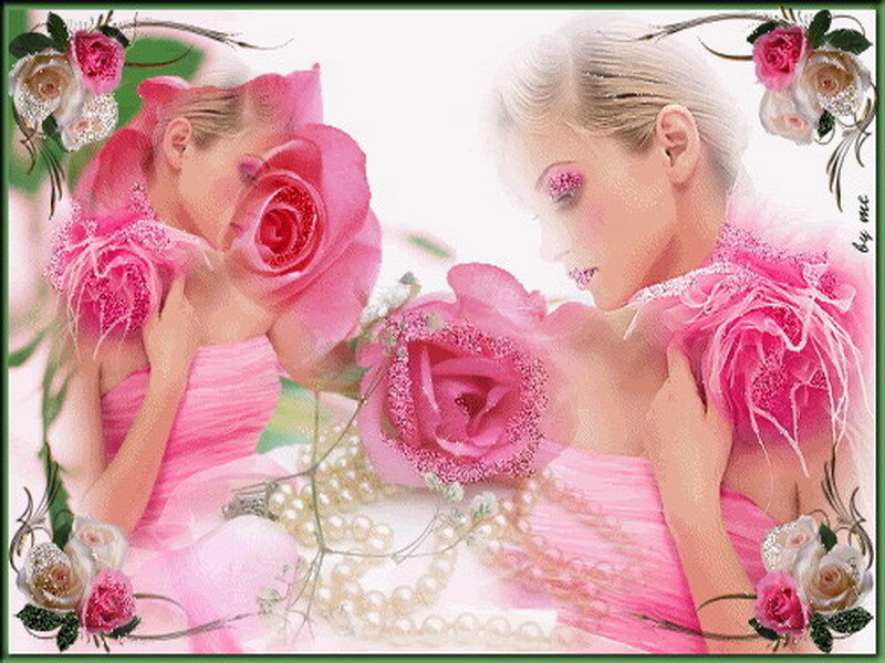 woman with pink roses