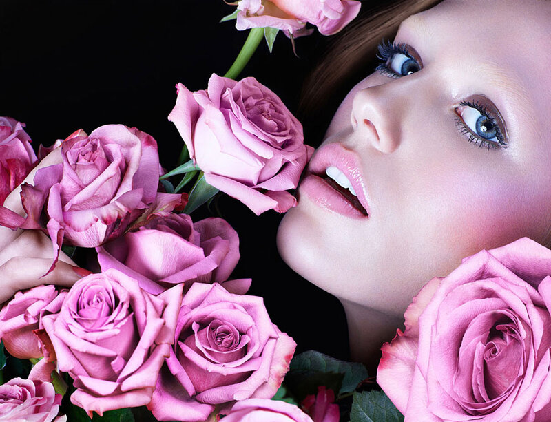 Woman with Pink Roses — Dramatic