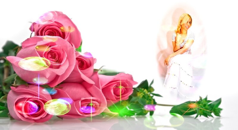 Woman with Pink Roses — Romantic