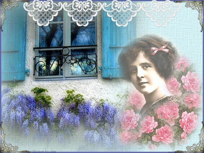 Woman with Pink Roses — Serene