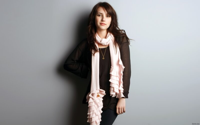 woman with pink scarf