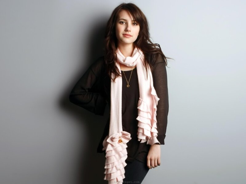 woman with pink scarf