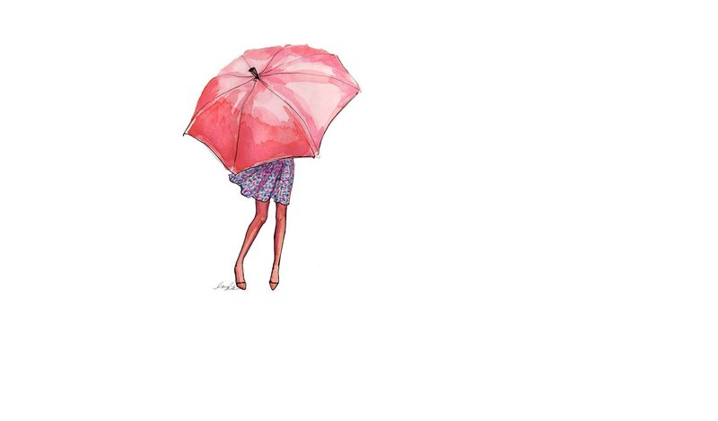 woman with pink umbrella