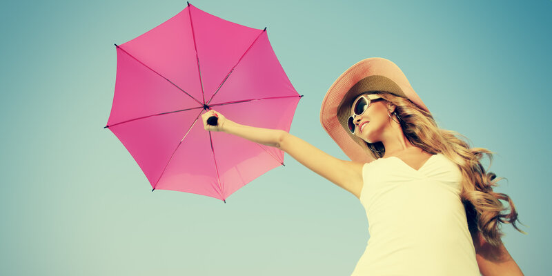 Woman with Pink Umbrella — Bright