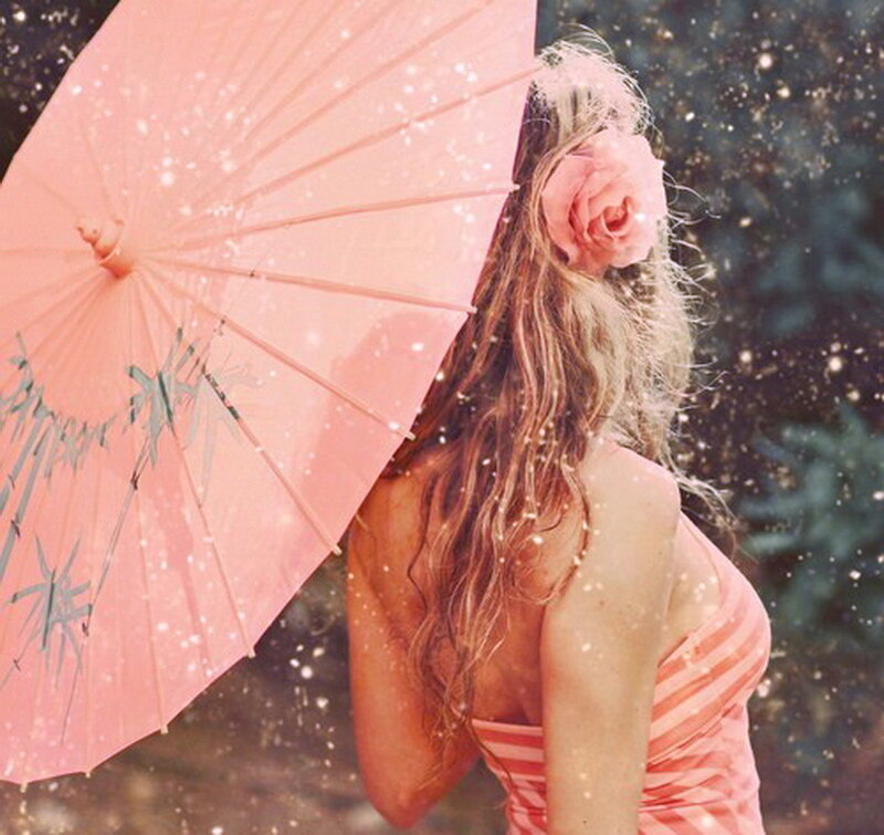 Woman with Pink Umbrella — Dreamy