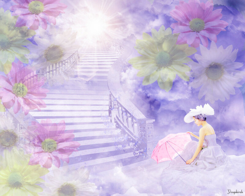 Woman with Pink Umbrella — Purple