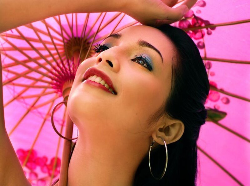 Woman with Pink Umbrella — Serene
