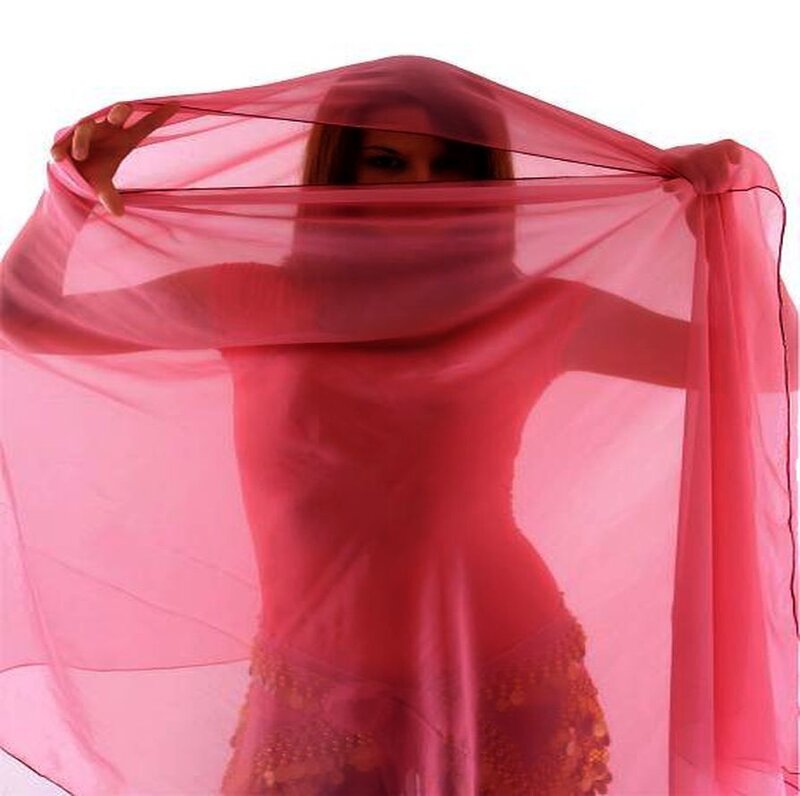 Woman with Pink Veil — Dramatic, Photograph