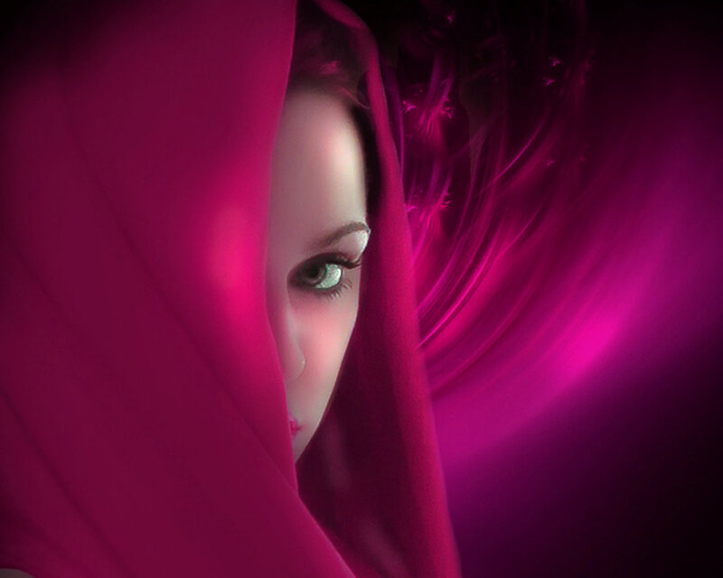 Woman with Pink Veil — Magenta