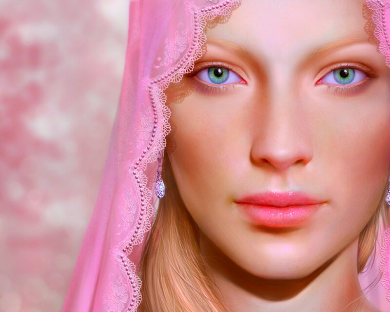 Woman with Pink Veil — Serene