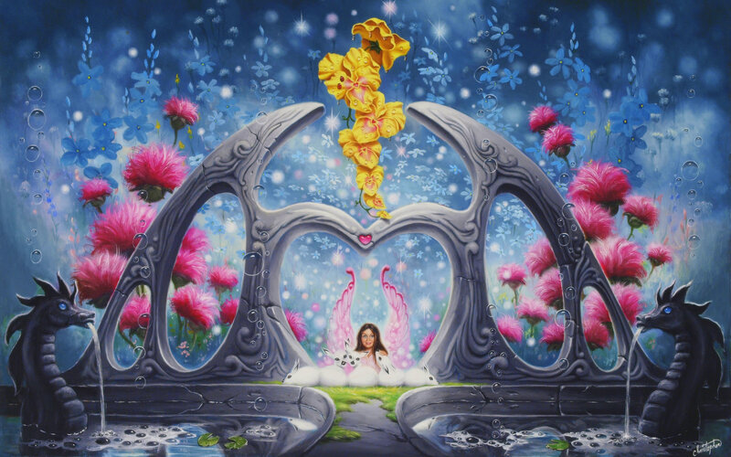 Woman with Pink Wings — Blue