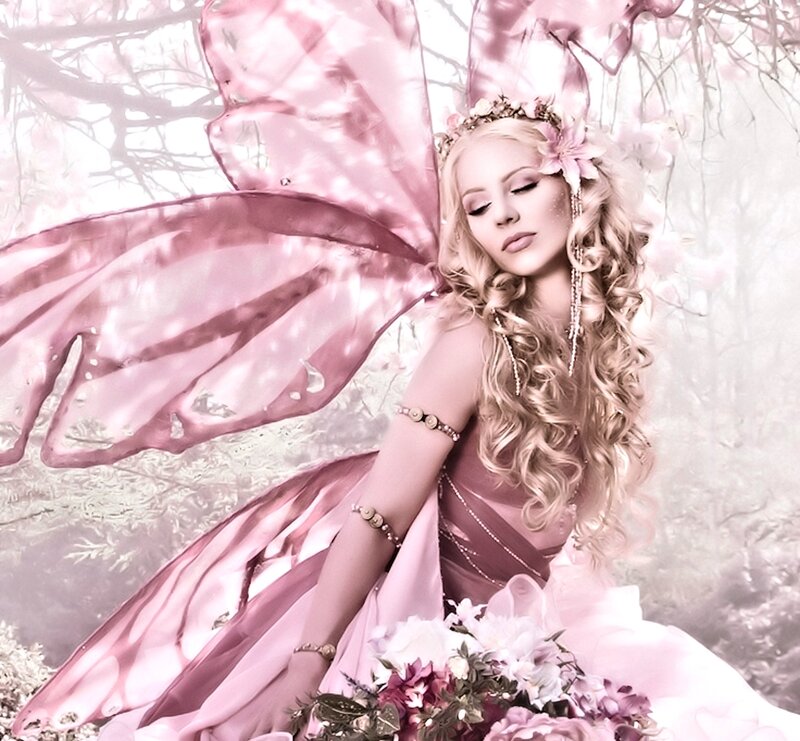 Woman with Pink Wings — Serene, Spring