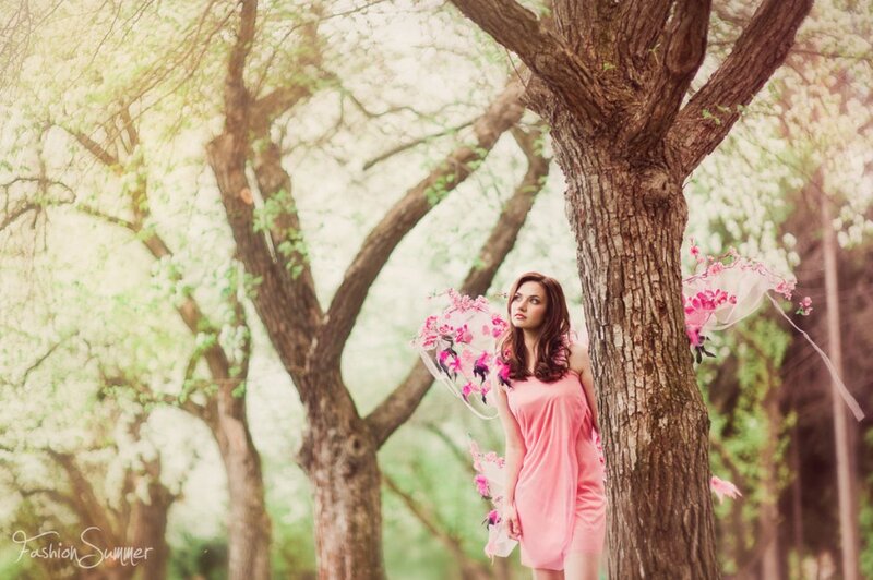 Woman with Pink Wings — Serene