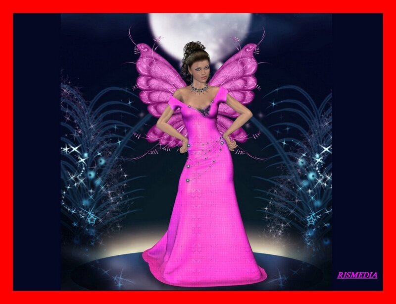 Woman with Pink Wings