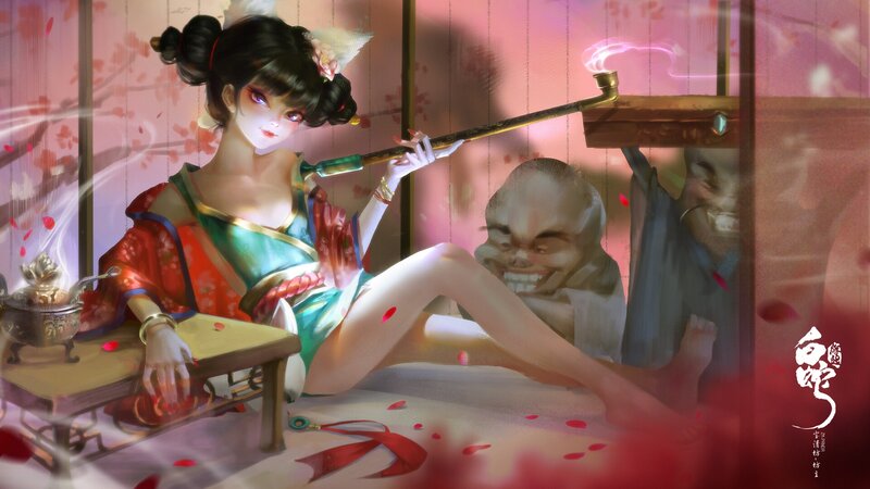 Woman with Pipe in Room