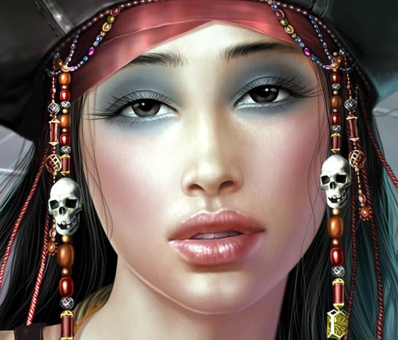 Woman with Pirate Accessories