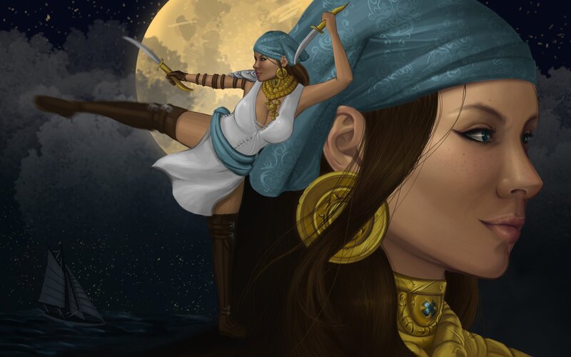 Woman with Pirate Figure