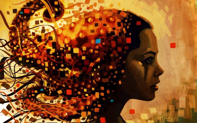 Woman with Pixelated Head