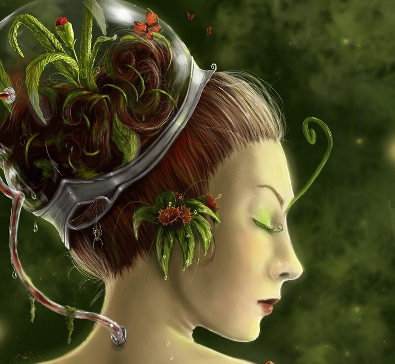 woman with plant head