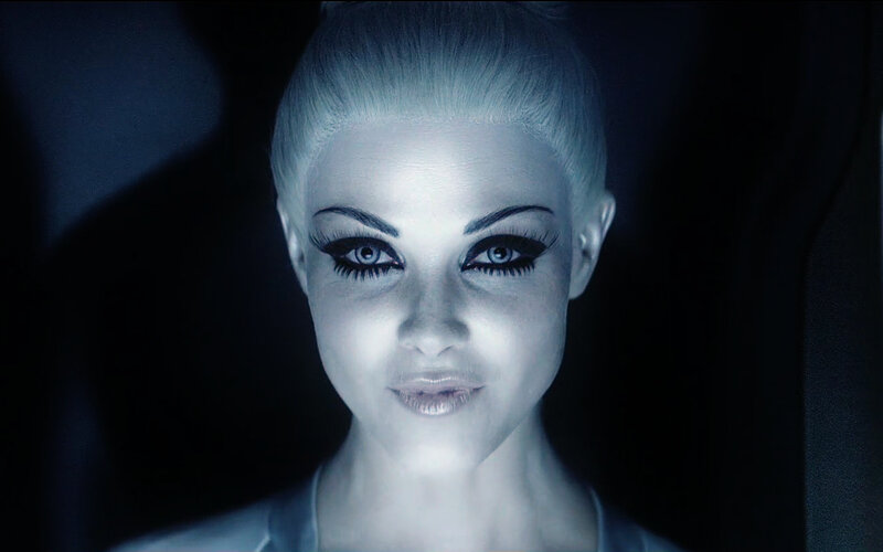 Woman with Platinum Hair — Blue