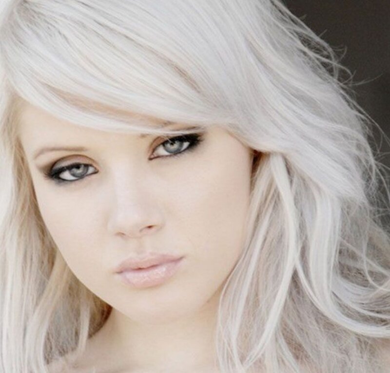 Woman with Platinum Hair — White, Neutral, Photograph