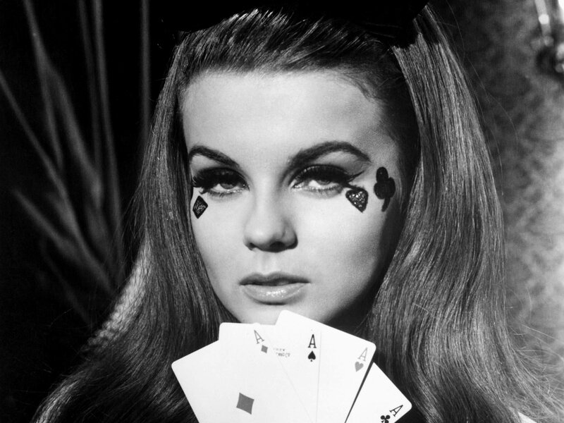 Woman with Playing Cards — Black, Dramatic, Photograph