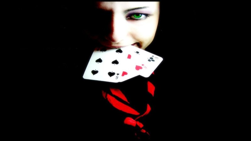 Woman with Playing Cards — Black